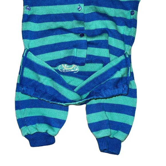 Vintage Rare City Kids Airplane Sweater Romper Baby Boys 12 Months Striped Blue - Picture 8 of 9